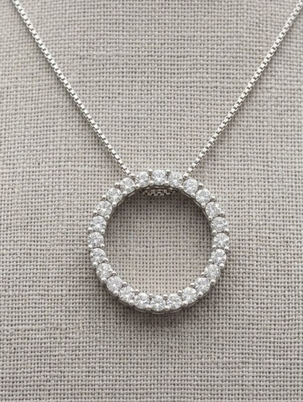 Vintage Samuel Aaron THL 925 Sterling Silver Karma Circle Necklace CZ Pave Bride